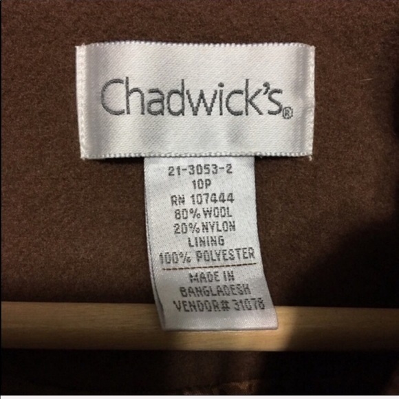 VINTAGE Chadwick's wool blend zip jacket blazer petite size 10P - Picture 4 of 5